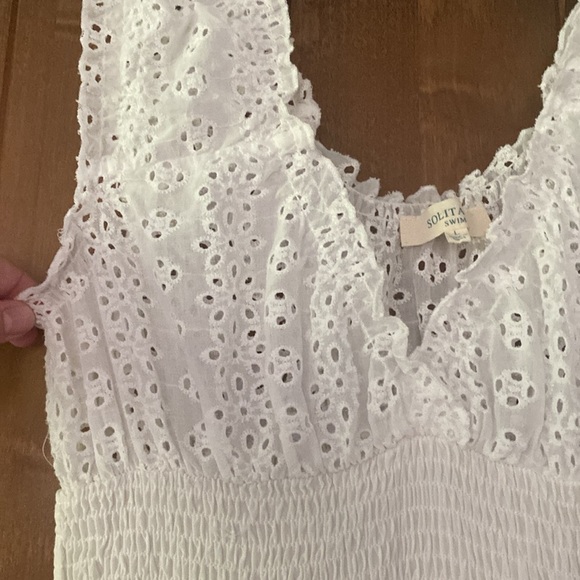 Solitaire White Eyelet Swim Dress Swim Cover up - Picture 9 of 10